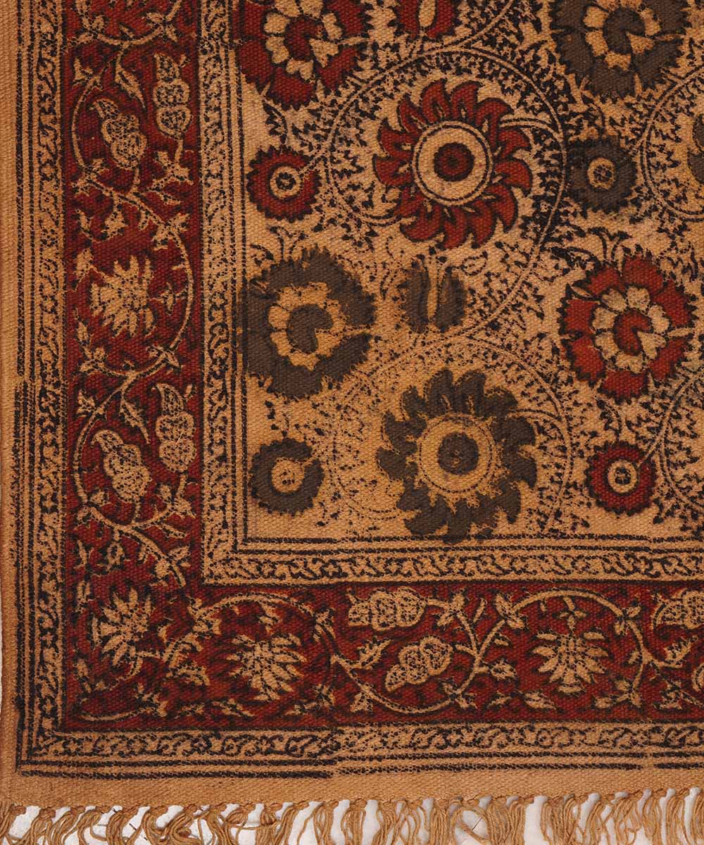 Handwoven multicolor warangal kalamkari cotton dhurrie
