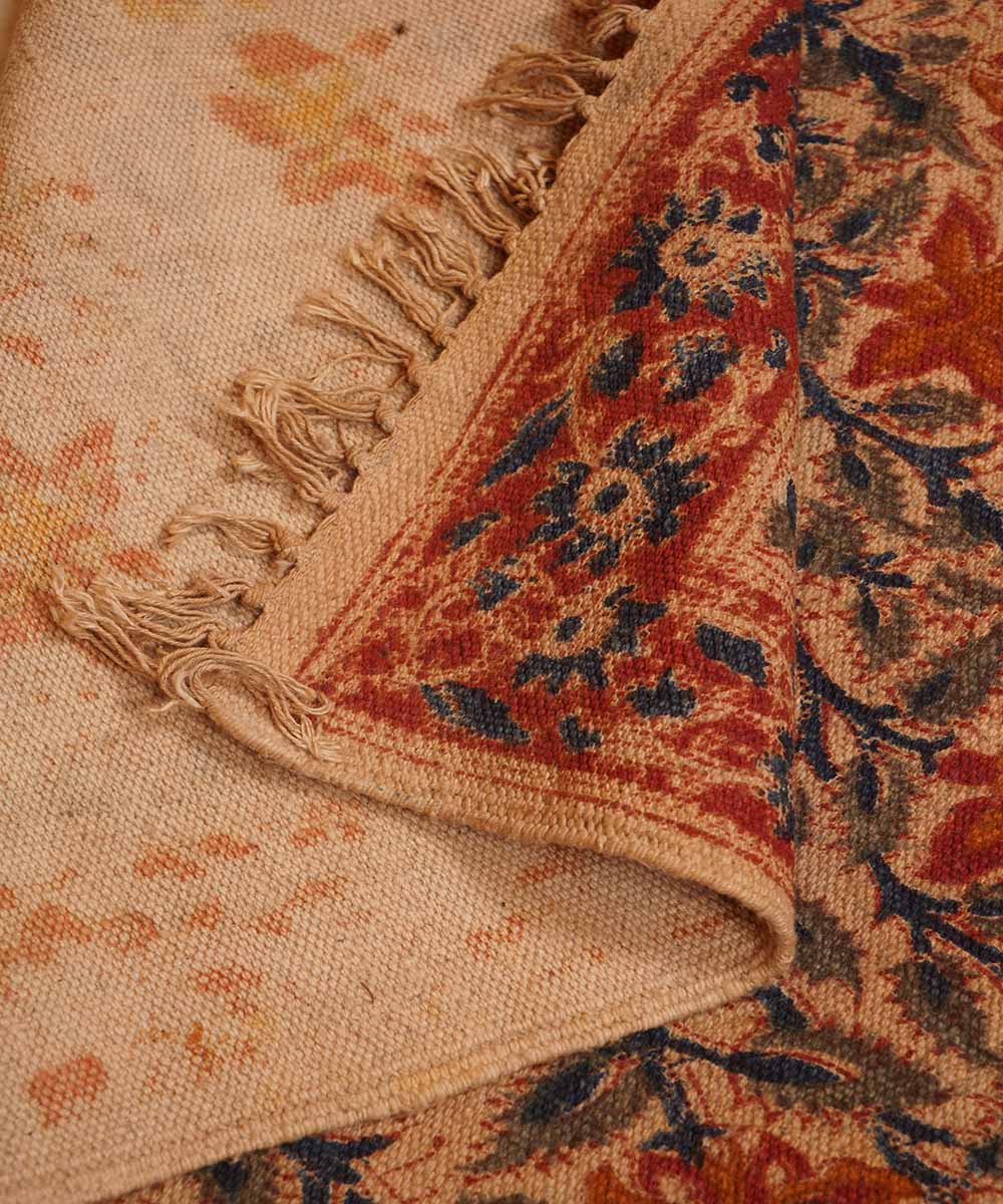 Multicolour handloom warangal kalamkari cotton dhurrie