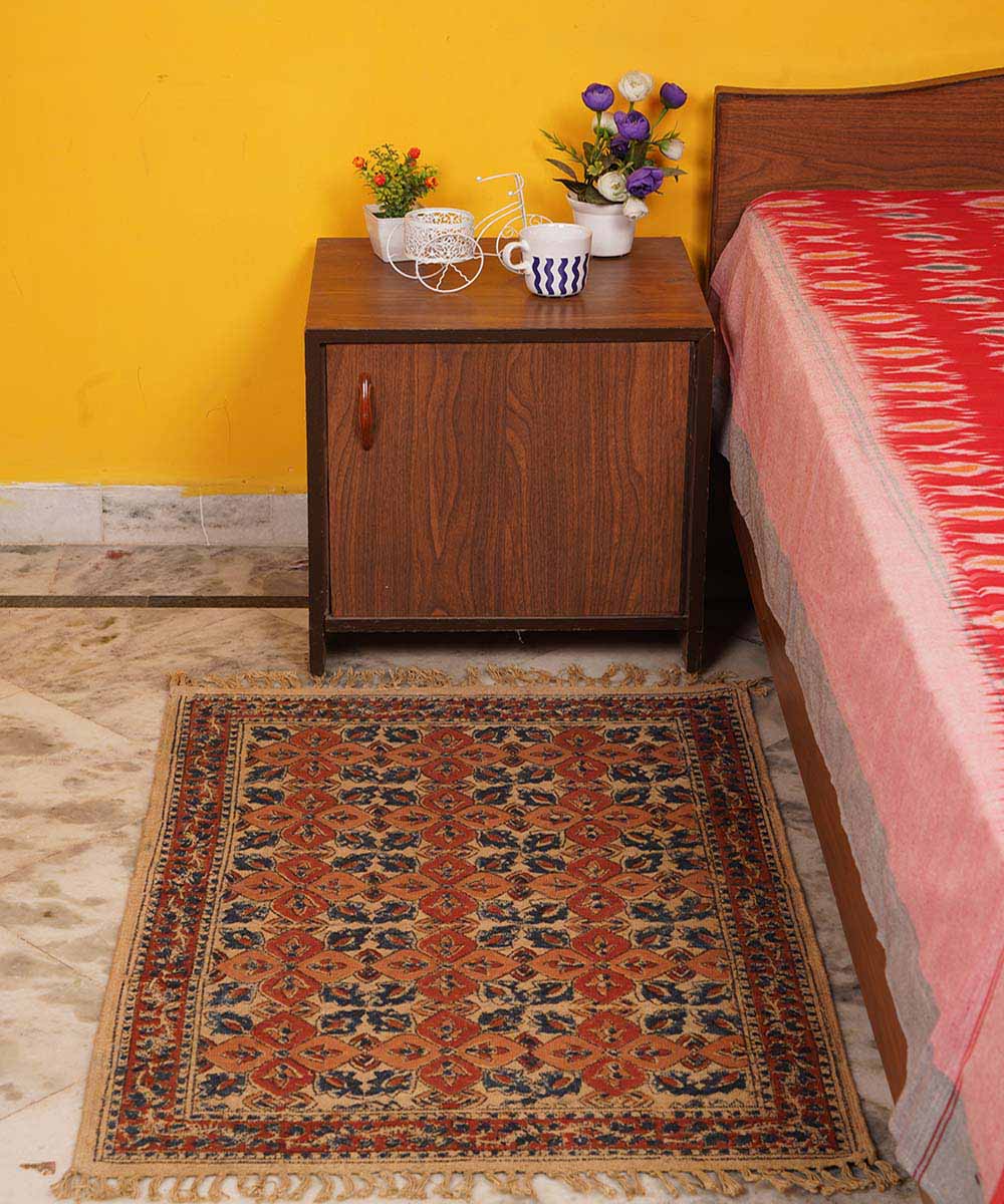 Multi color handloom warangal kalamkari cotton dhurrie