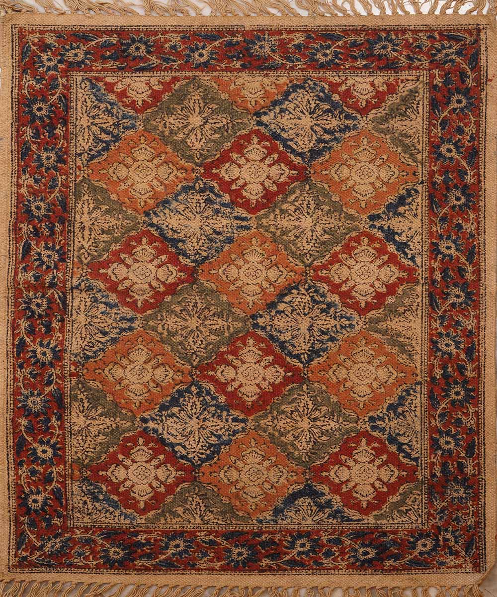 Multi colour handloom warangal kalamkari cotton dhurrie