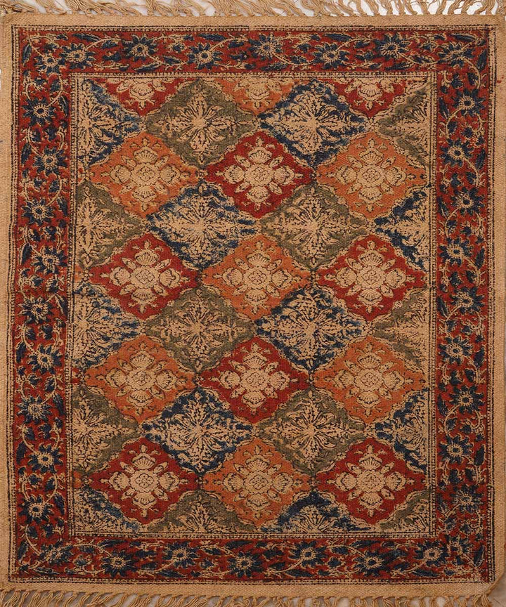 Multi colour handloom warangal kalamkari cotton dhurrie