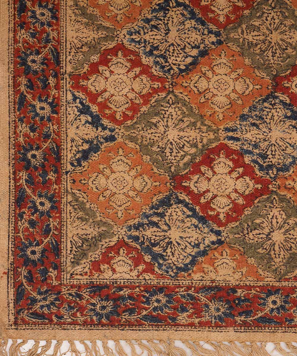 Multi colour handloom warangal kalamkari cotton dhurrie