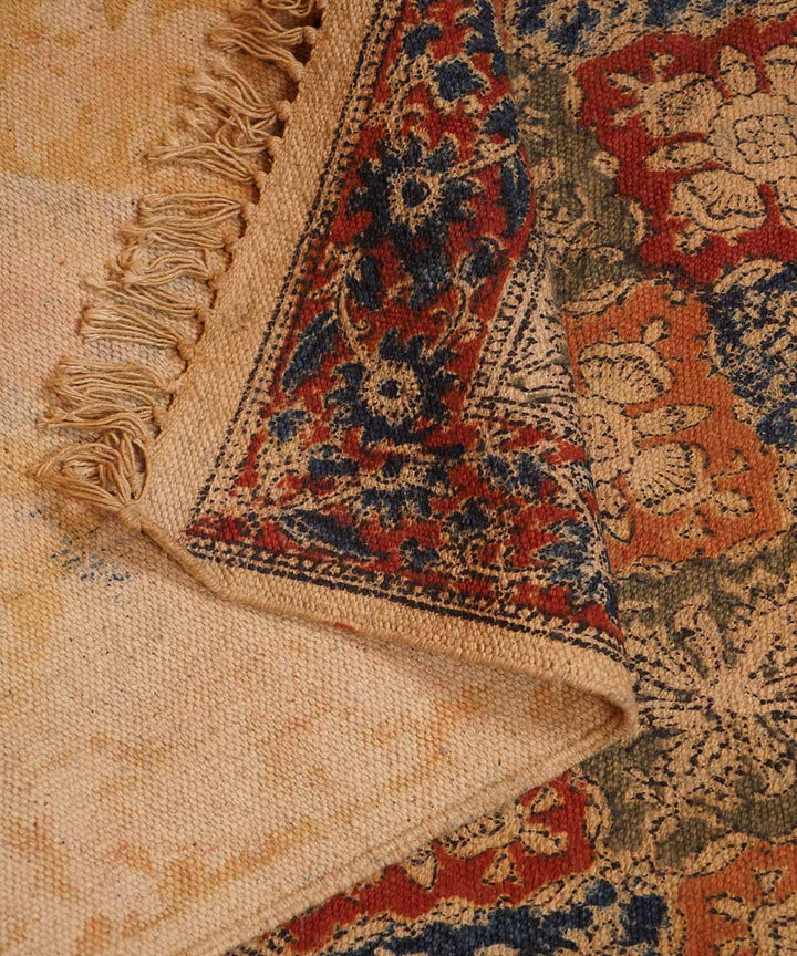 Multi colour handloom warangal kalamkari cotton dhurrie