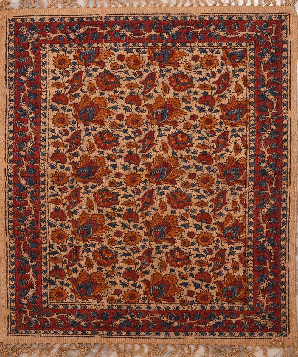 Handloom multicolor warangal kalamkari cotton dhurrie