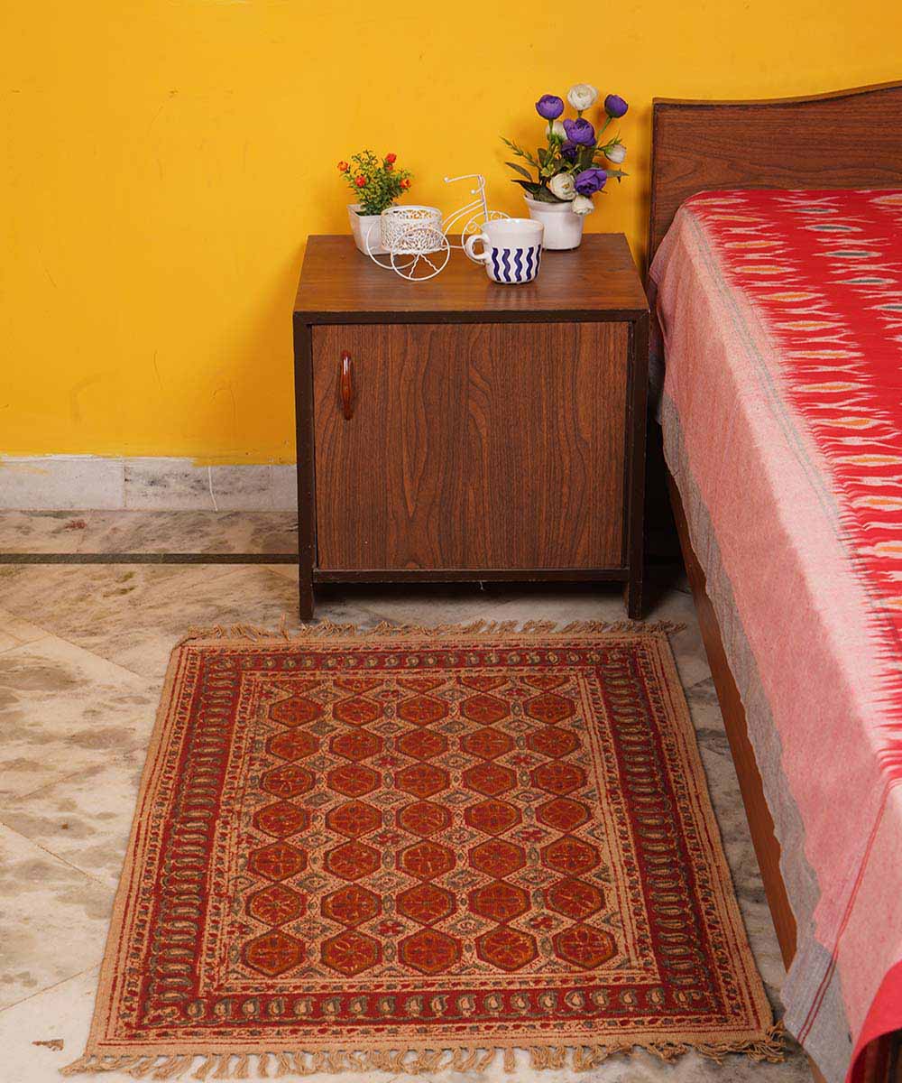 Handloom multi color warangal kalamkari cotton dhurrie