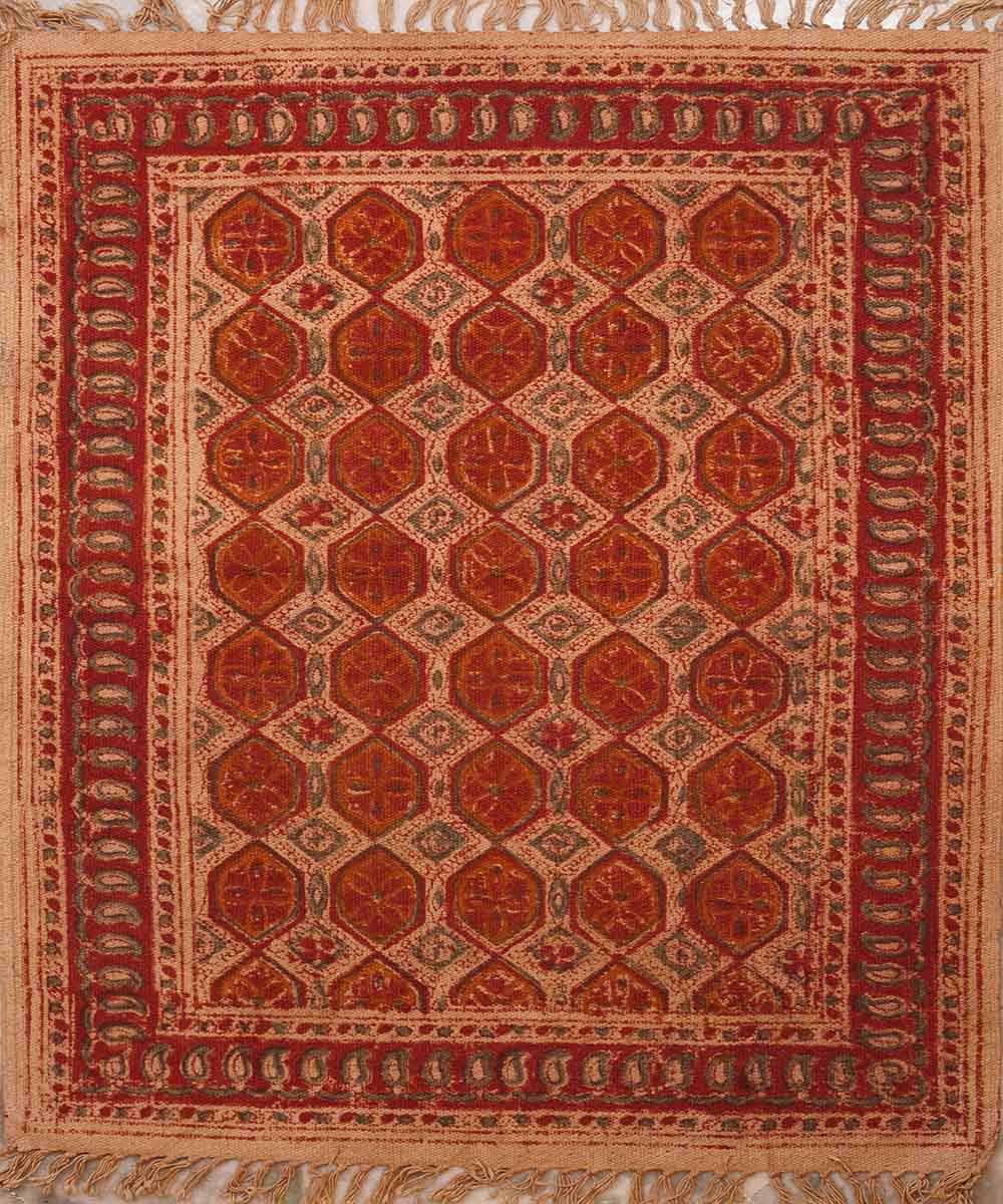 Handloom multi color warangal kalamkari cotton dhurrie