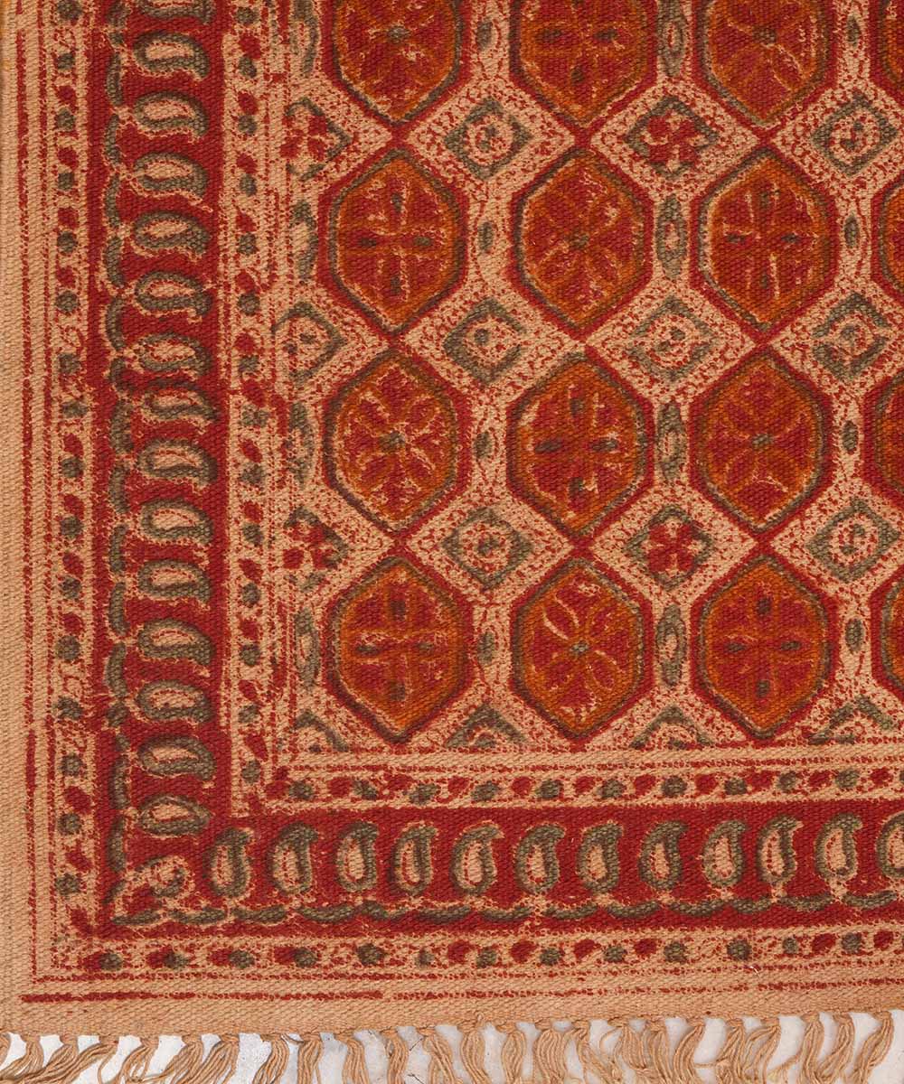 Handloom multi color warangal kalamkari cotton dhurrie