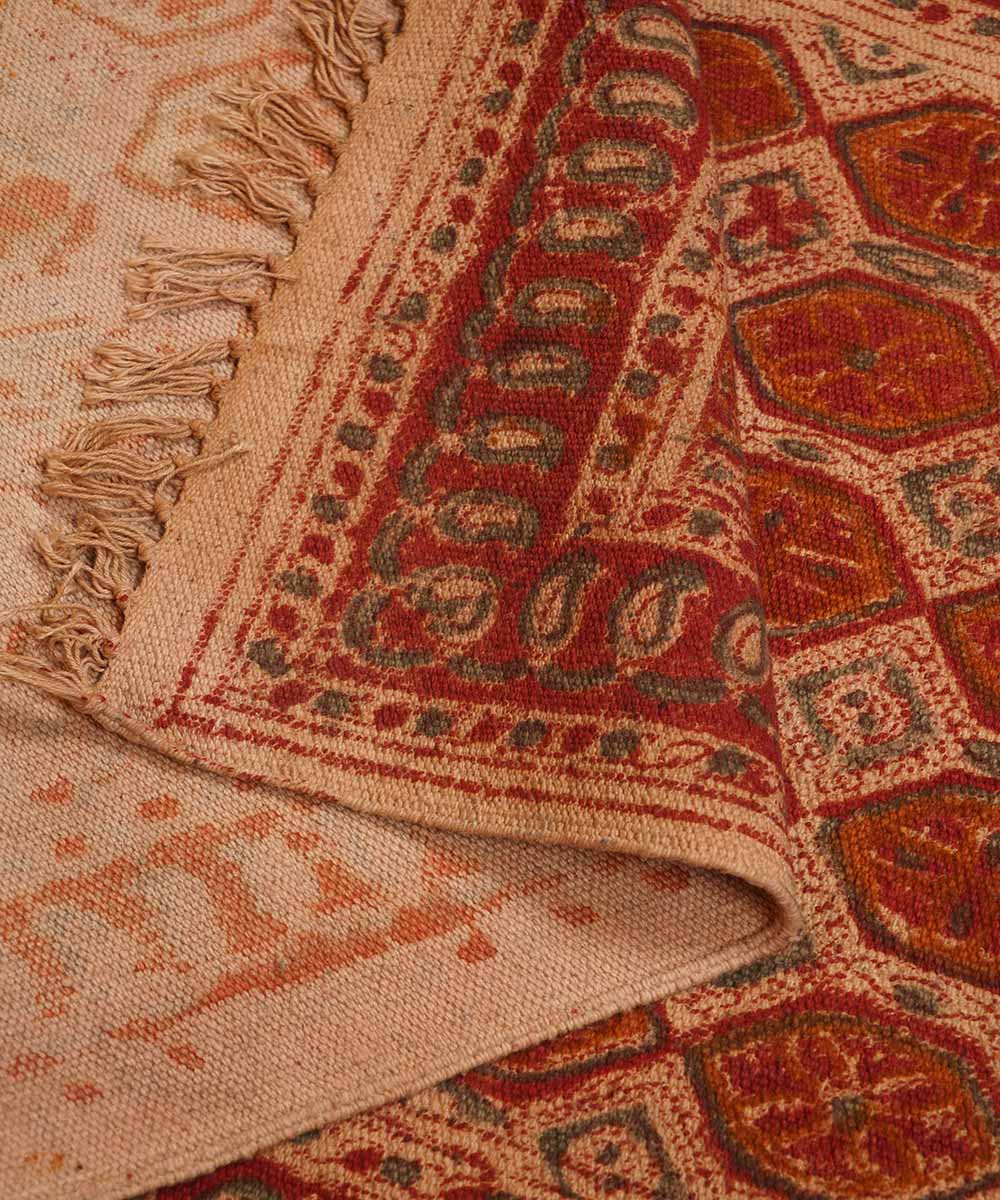 Handloom multi color warangal kalamkari cotton dhurrie