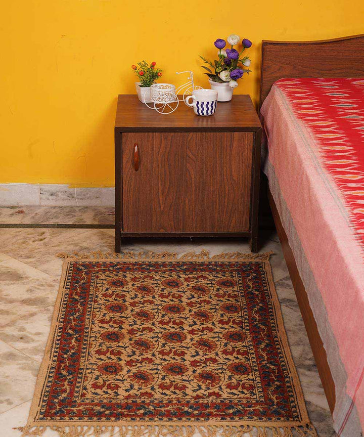 Multicolor handwoven warangal kalamkari cotton durrie