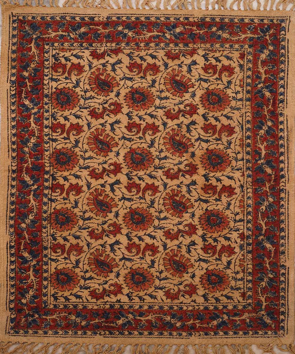 Multicolor handwoven warangal kalamkari cotton durrie