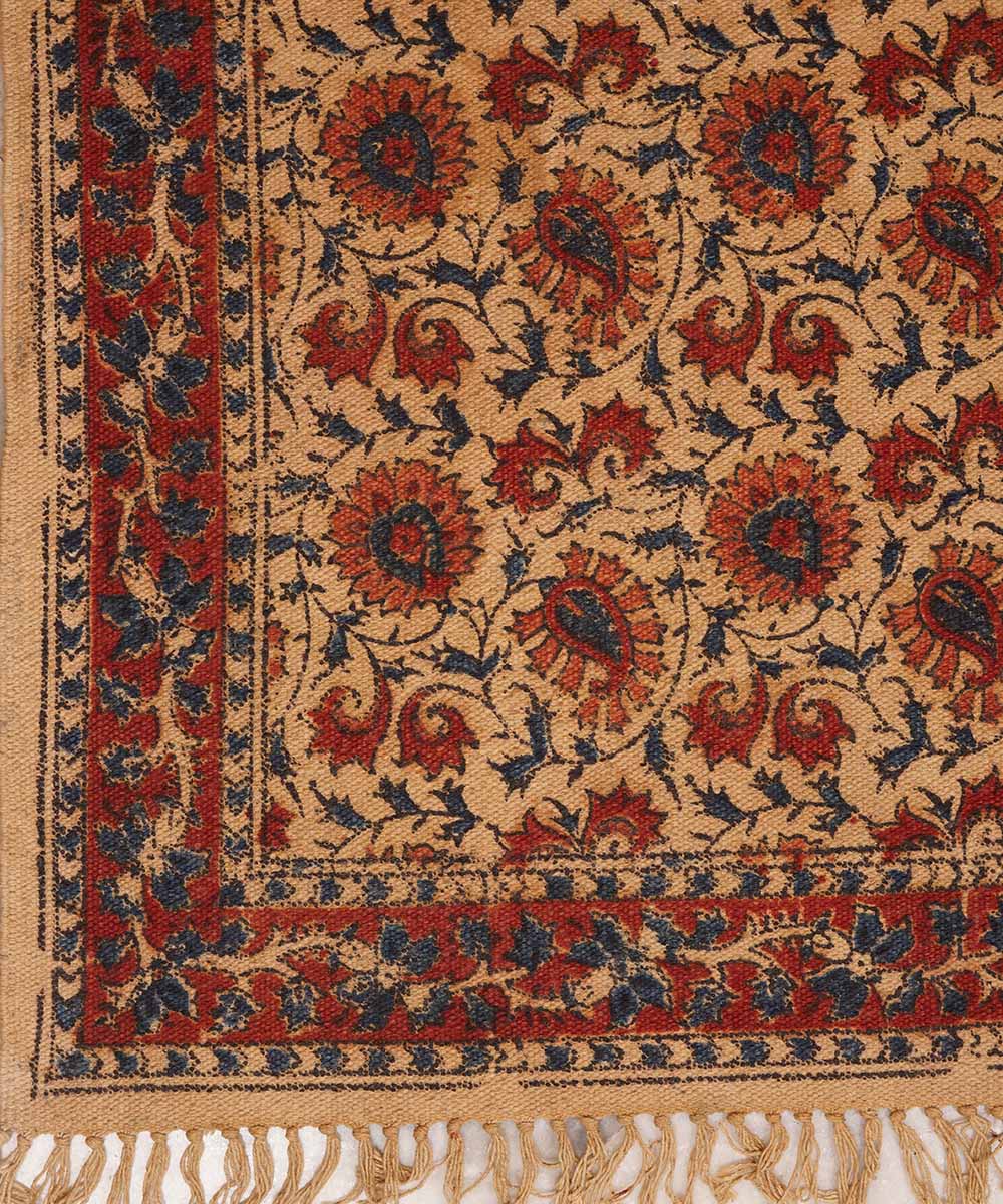 Multicolor handwoven warangal kalamkari cotton durrie