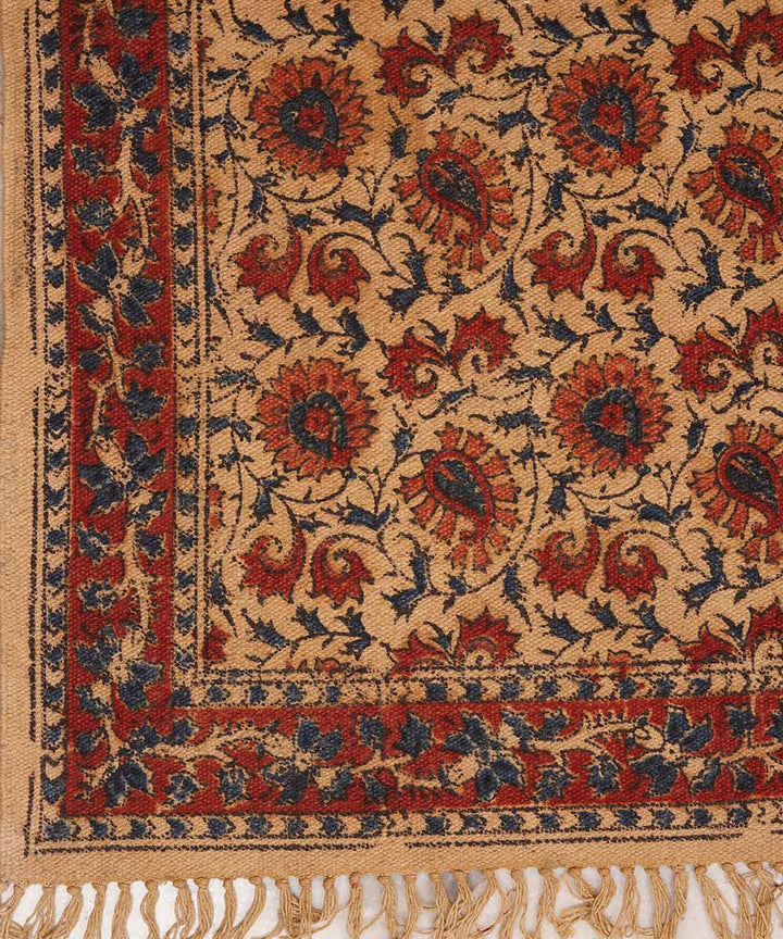 Multicolor handwoven warangal kalamkari cotton durrie