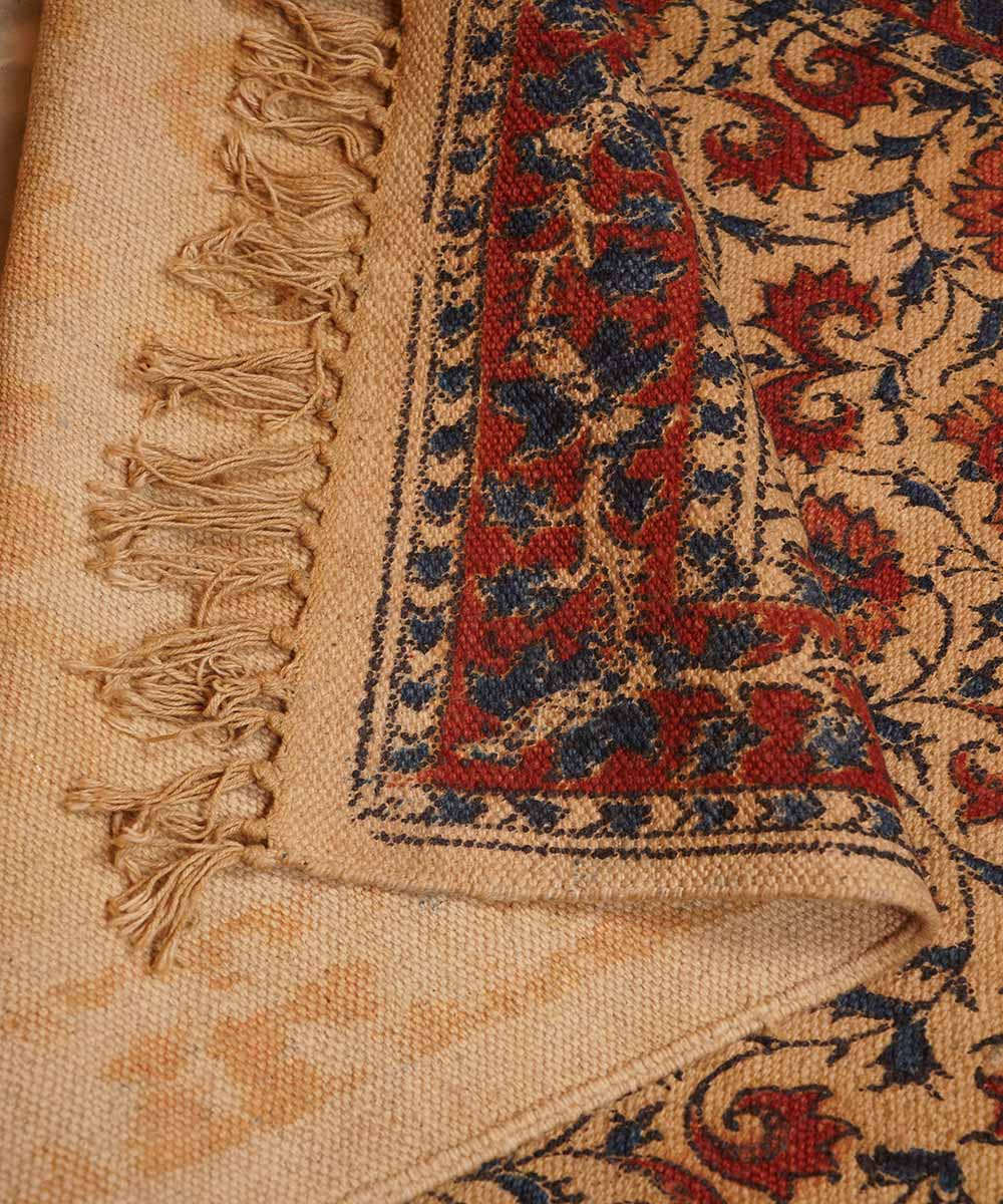 Multicolor handwoven warangal kalamkari cotton durrie