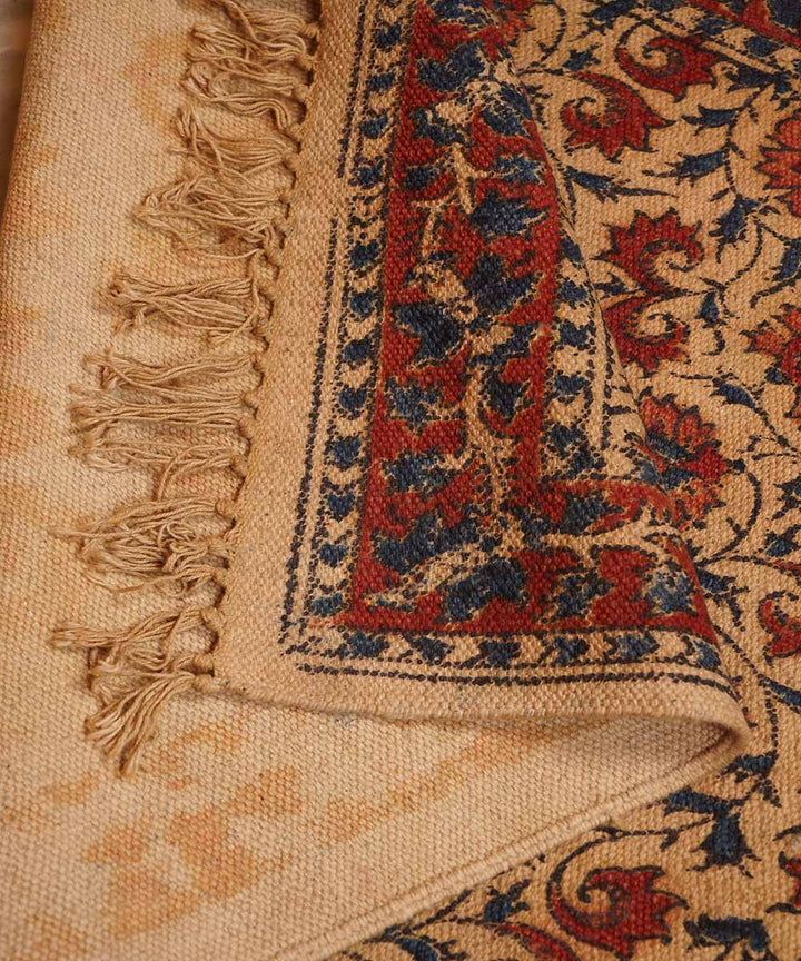 Multicolor handwoven warangal kalamkari cotton durrie
