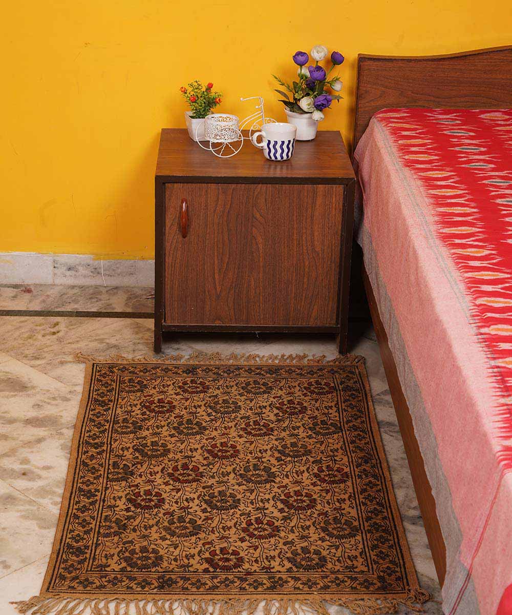 Multicolour handwoven warangal kalamkari cotton durrie