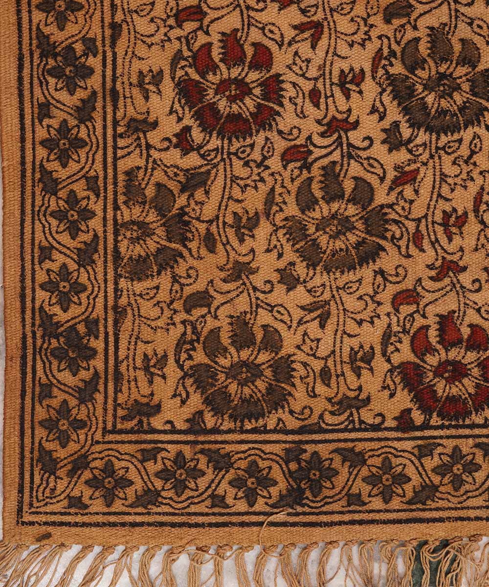 Multicolour handwoven warangal kalamkari cotton durrie