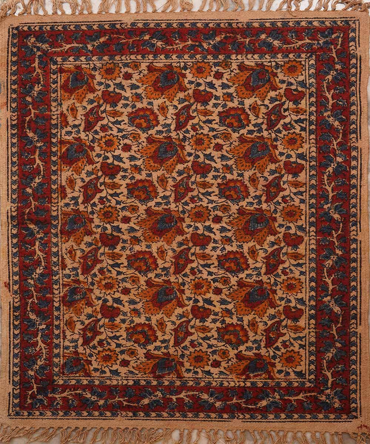 Multi colour handwoven warangal kalamkari cotton durrie