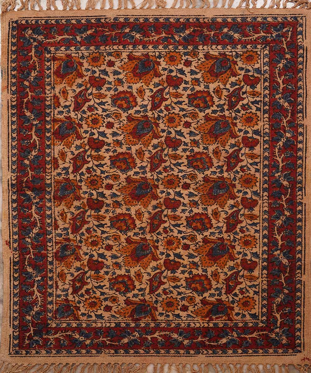 Multi colour handwoven warangal kalamkari cotton durrie