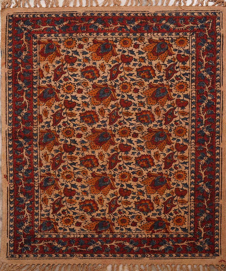 Multi colour handwoven warangal kalamkari cotton durrie