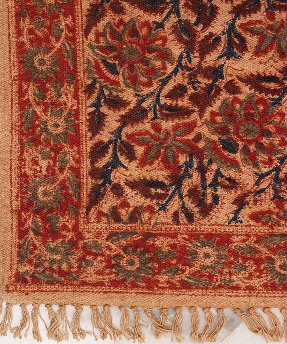 Hand woven multicolor warangal kalamkari cotton dhurrie