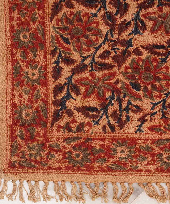 Hand woven multicolor warangal kalamkari cotton dhurrie