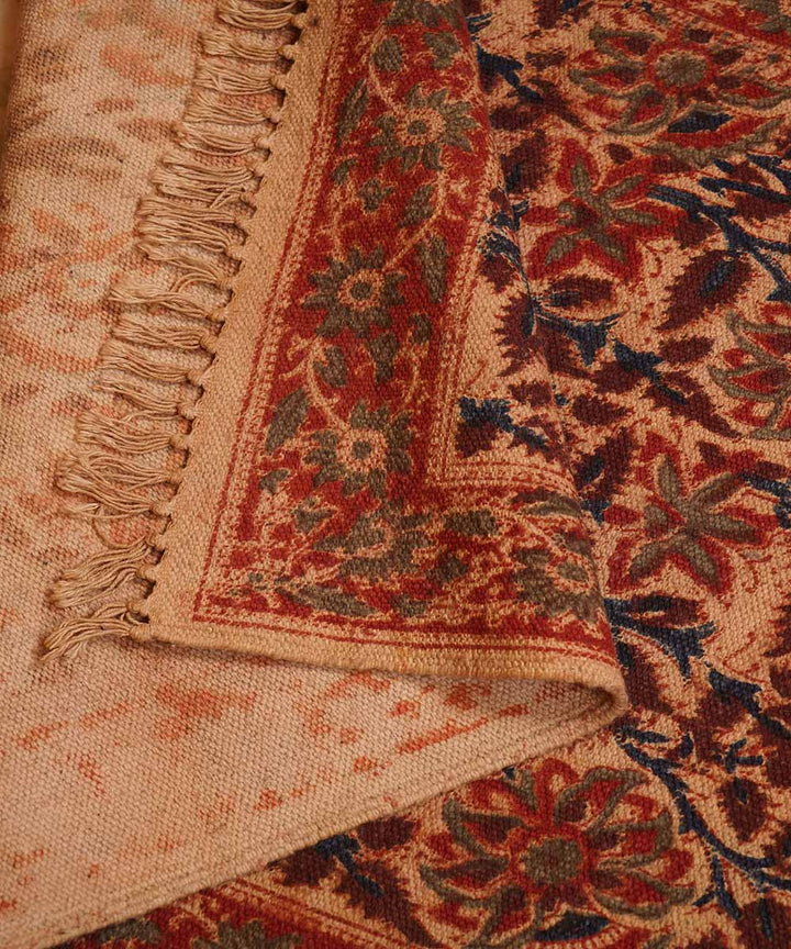 Hand woven multicolor warangal kalamkari cotton dhurrie