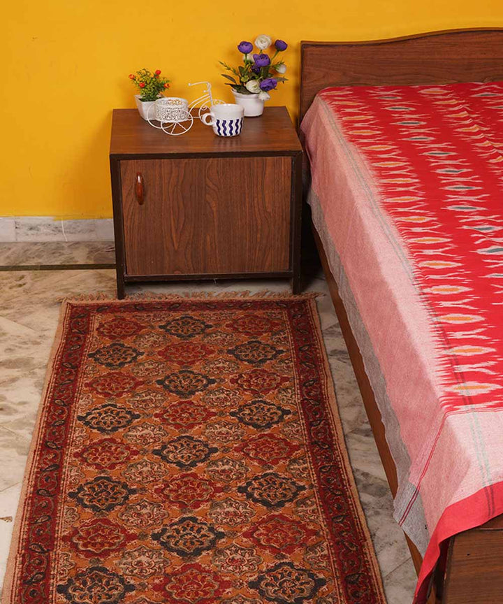 Multicolour handwoven warangal cotton kalamkari dhurrie