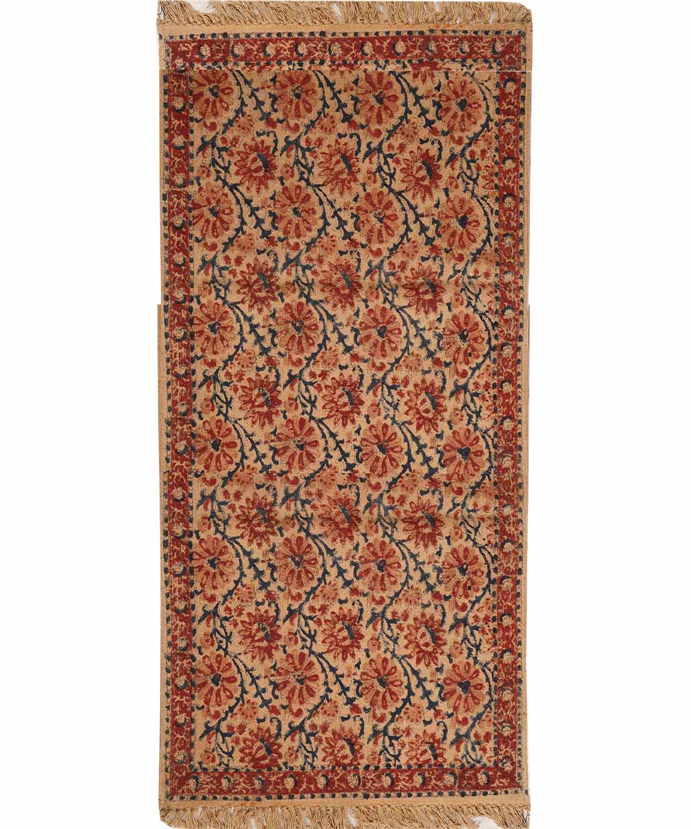 Multi colour handwoven warangal cotton kalamkari dhurrie