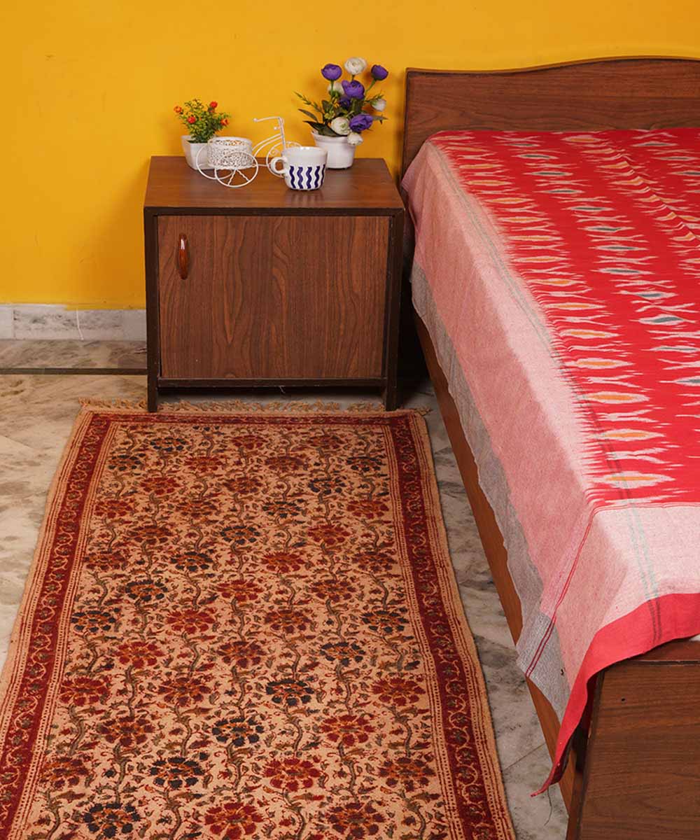 Handwoven multicolour warangal cotton kalamkari dhurrie