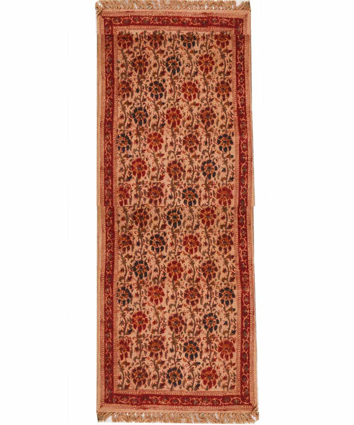 Handwoven multicolour warangal cotton kalamkari dhurrie