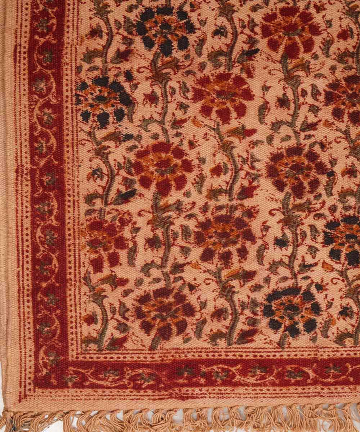 Handwoven multicolour warangal cotton kalamkari dhurrie