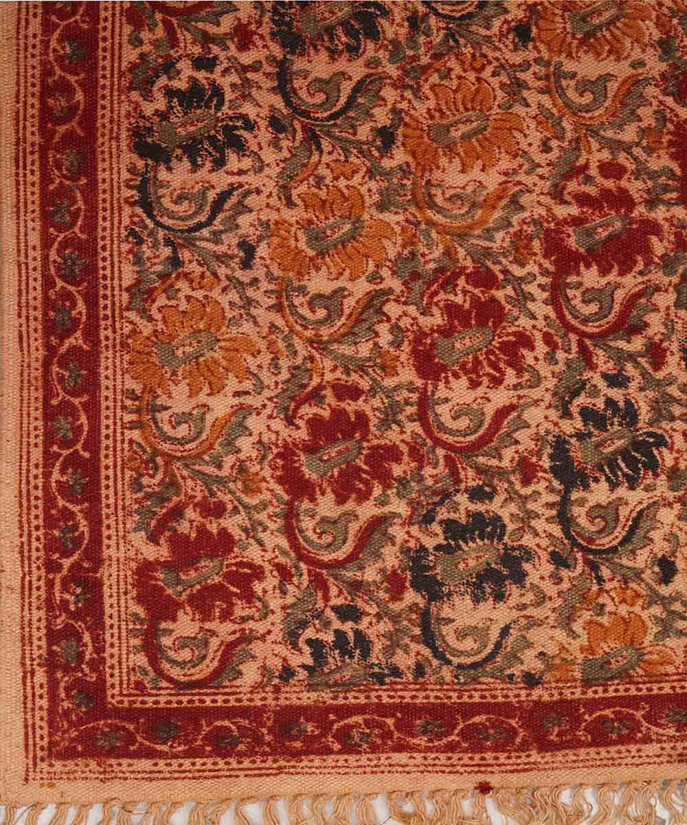 Multicolor handloom warangal cotton kalamkari dhurrie