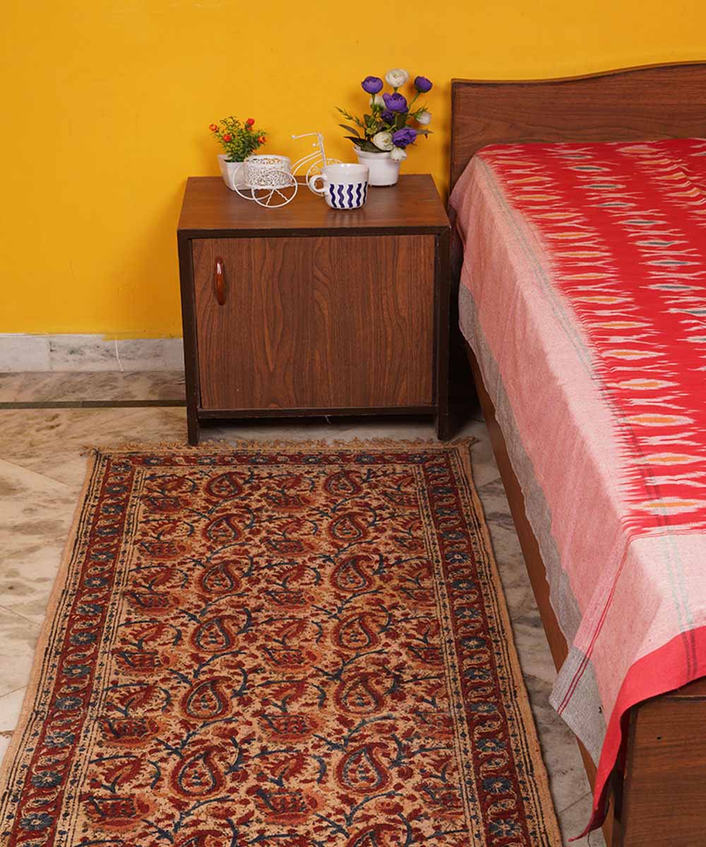 Handloom multicolour warangal cotton kalamkari dhurrie