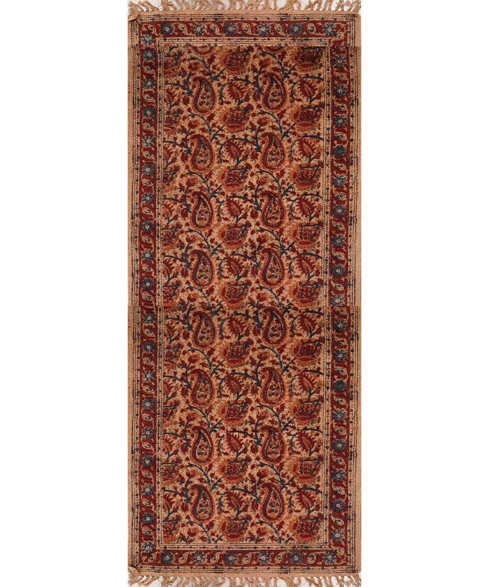 Handloom multicolour warangal cotton kalamkari dhurrie