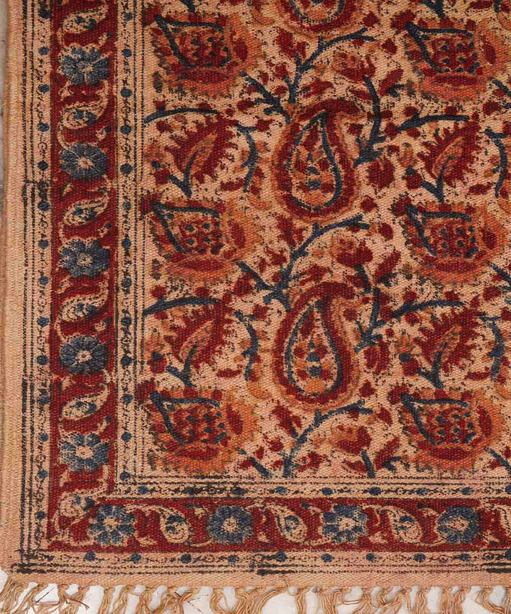 Handloom multicolour warangal cotton kalamkari dhurrie