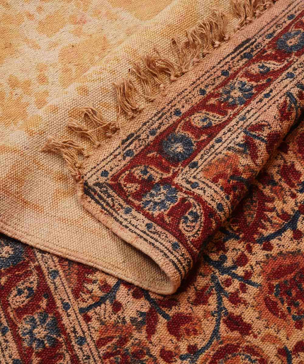 Handloom multicolour warangal cotton kalamkari dhurrie