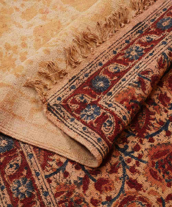 Handloom multicolour warangal cotton kalamkari dhurrie
