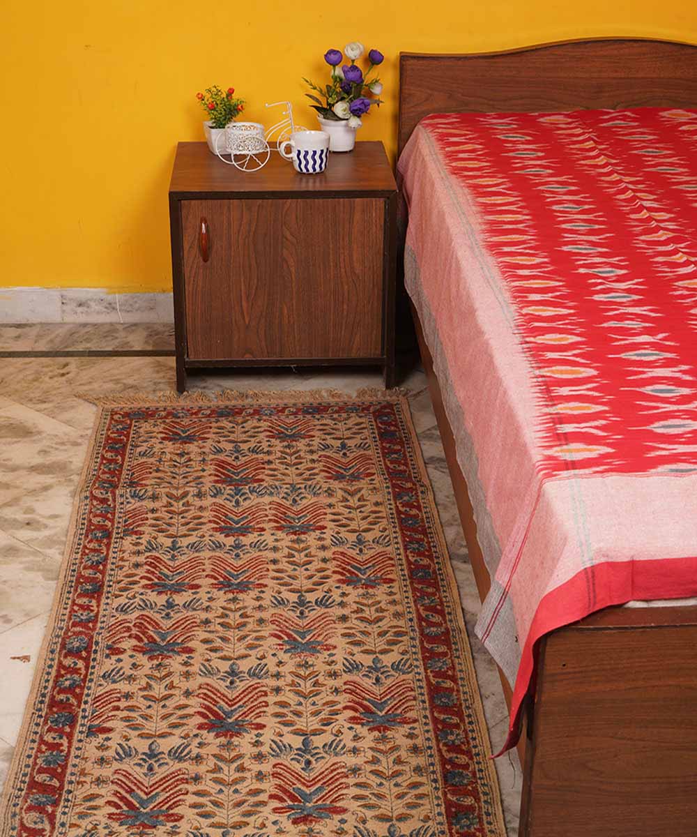 Handloom multi colour warangal cotton kalamkari dhurrie