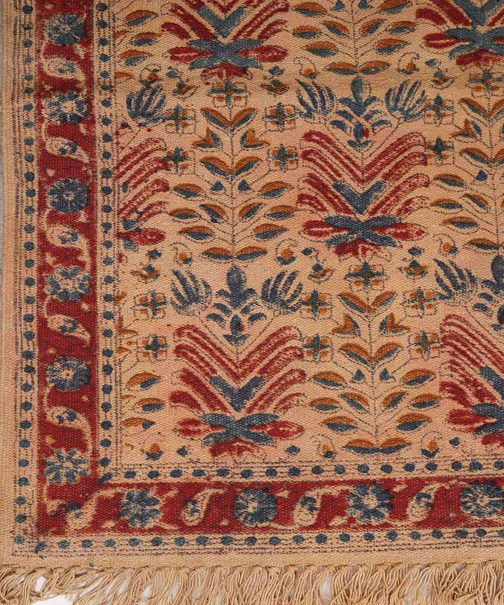Handloom multi colour warangal cotton kalamkari dhurrie