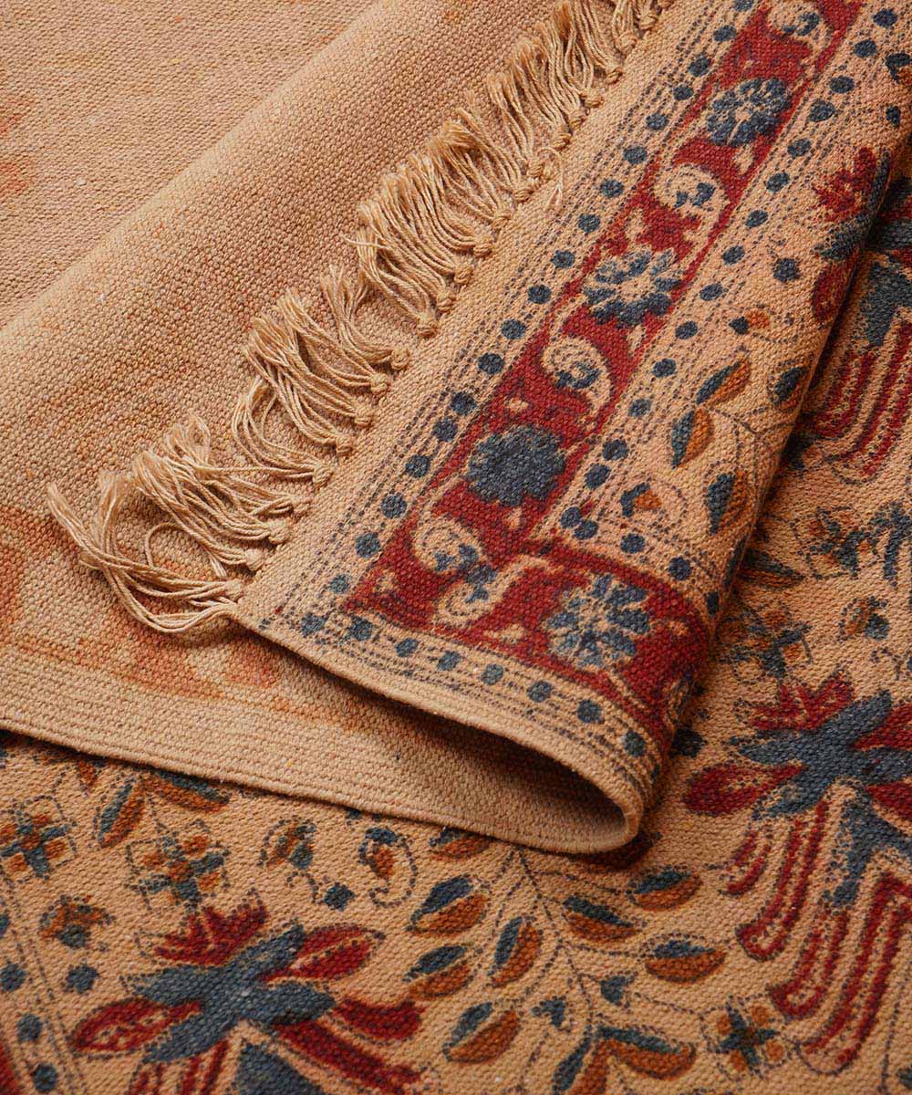 Handloom multi colour warangal cotton kalamkari dhurrie