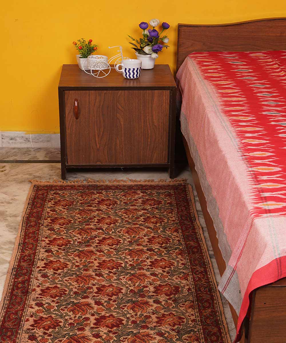 Handwoven multicolor cotton warangal kalamkari durrie