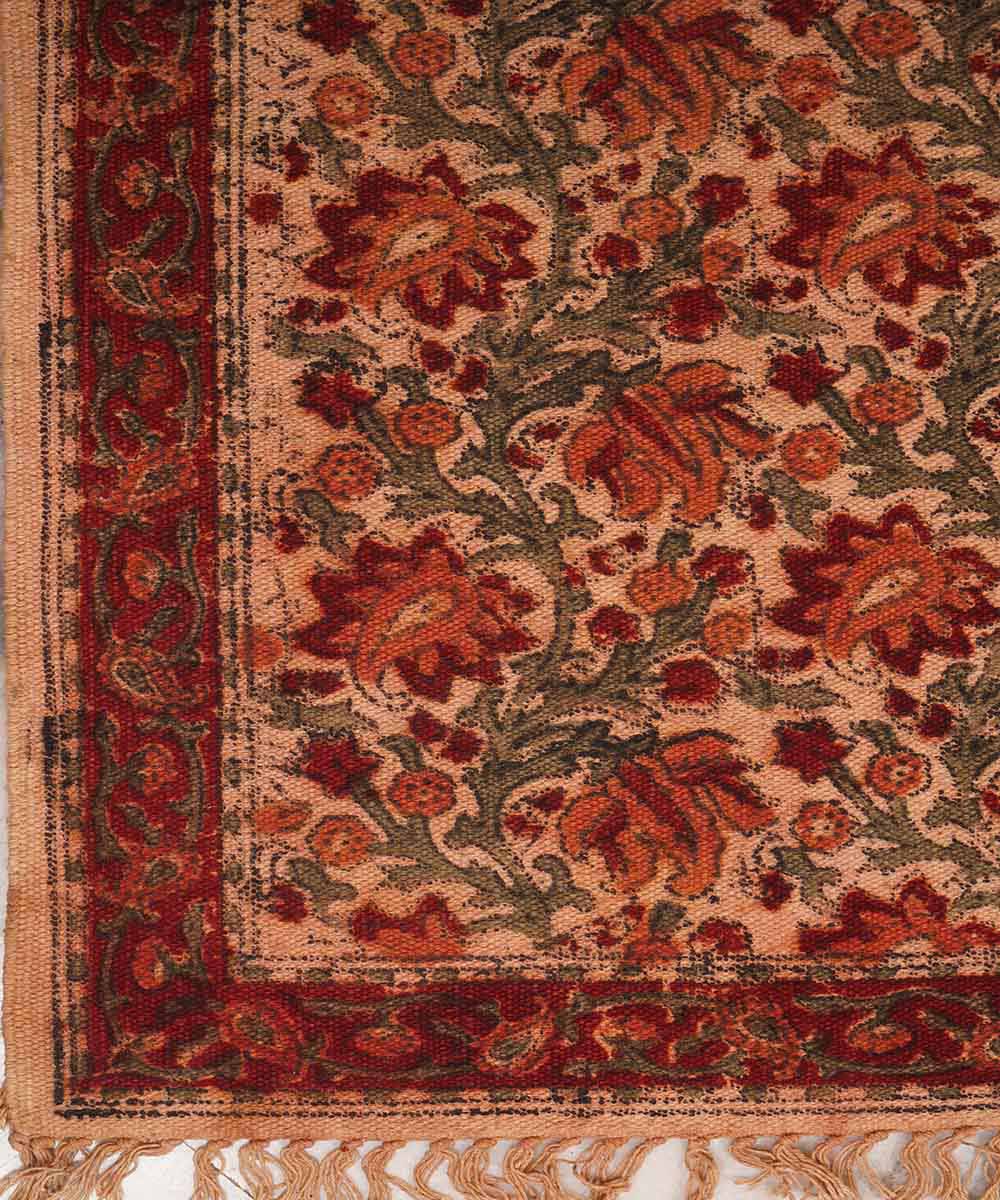 Handwoven multicolor cotton warangal kalamkari durrie
