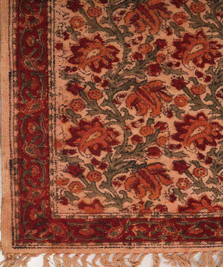 Handwoven multicolor cotton warangal kalamkari durrie