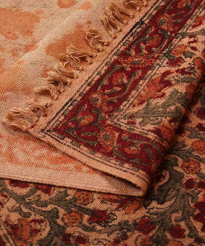 Handwoven multicolor cotton warangal kalamkari durrie