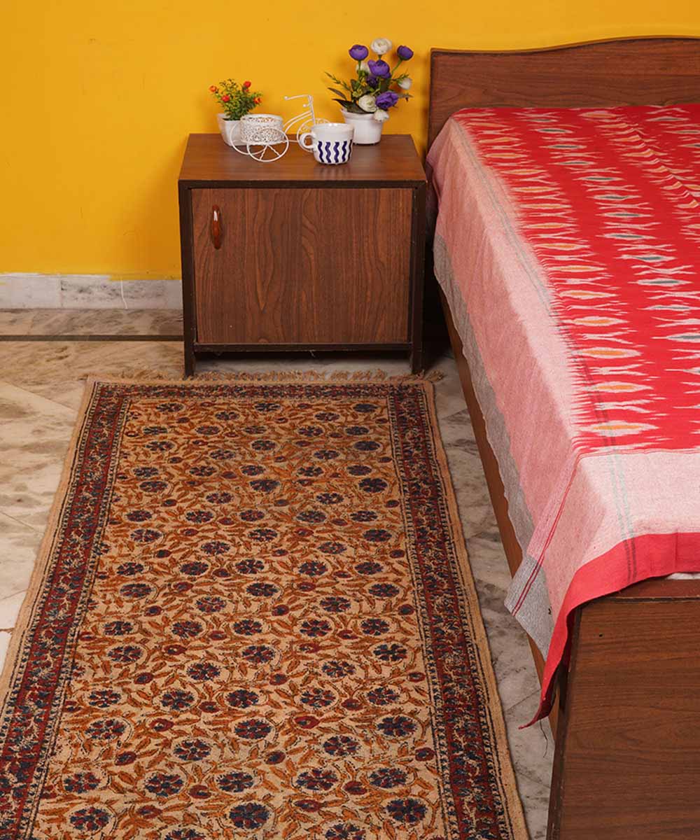 Handwoven multicolour cotton warangal kalamkari durrie