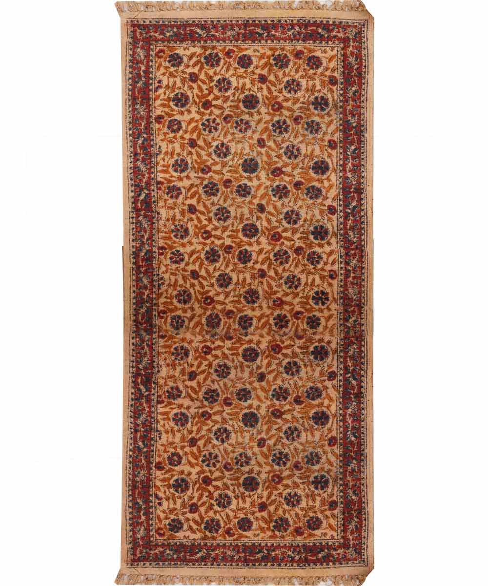 Handwoven multicolour cotton warangal kalamkari durrie