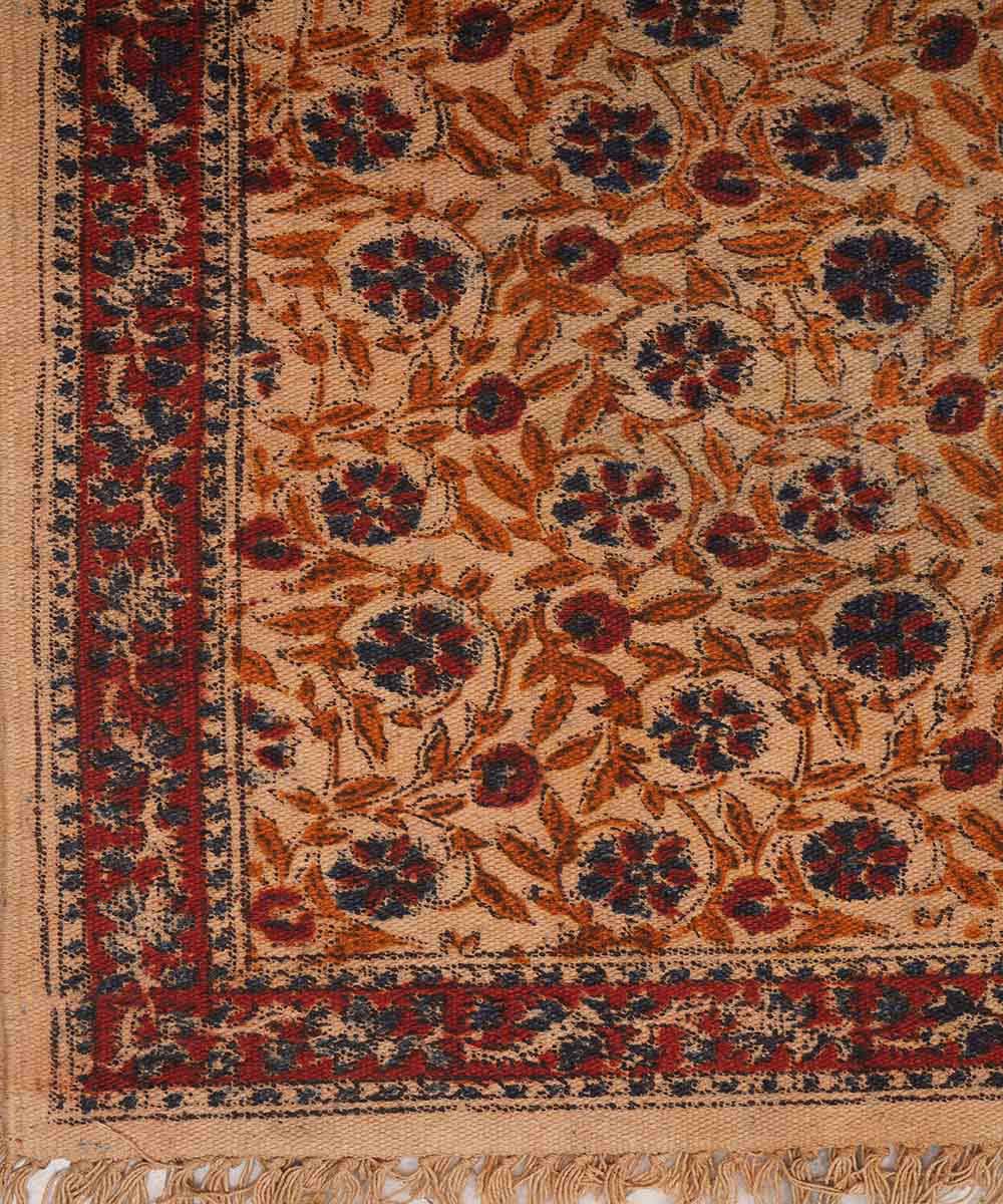 Handwoven multicolour cotton warangal kalamkari durrie