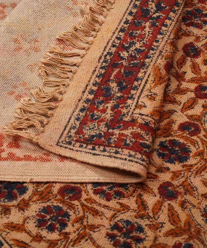 Handwoven multicolour cotton warangal kalamkari durrie
