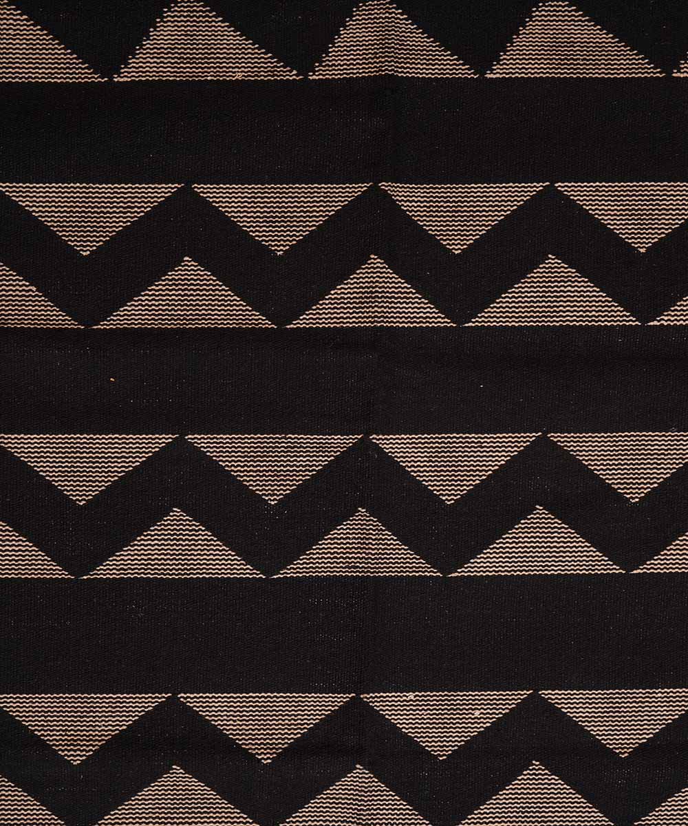 Handwoven black warangal interlock cotton durrie