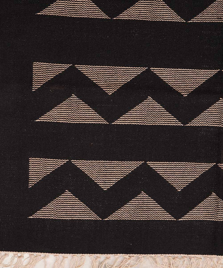 Handwoven black warangal interlock cotton durrie